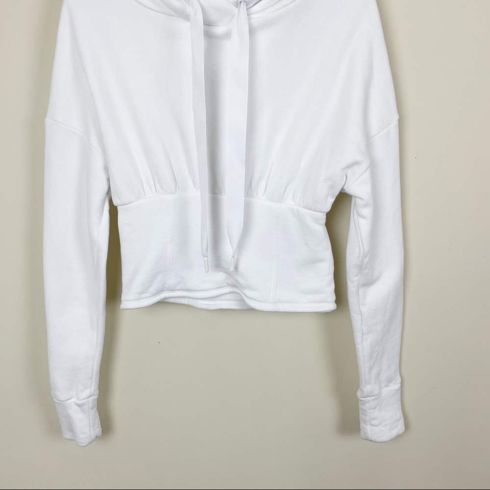 Carbon38 White Lace Up Corset Hoodie French Terry Sweatshirt Size Small - Picture 4 of 13
